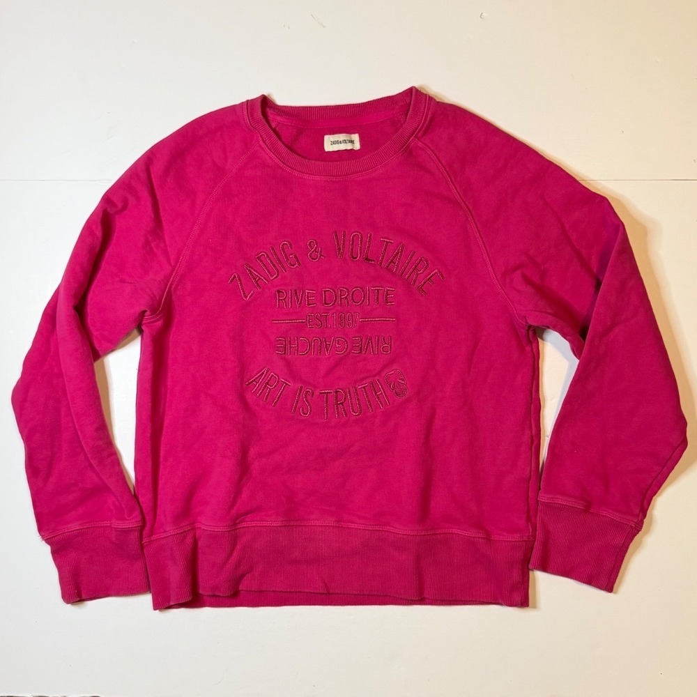 Zadig & Voltaire Sweatshirt Womens Large Pink Art Is Truth Logo